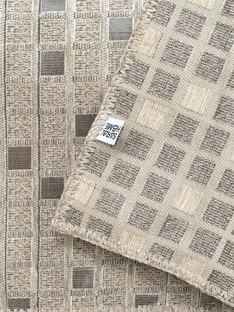 Saral Home Chenille 2 Seater Reversible Sofa Cover Throw Colour Beige