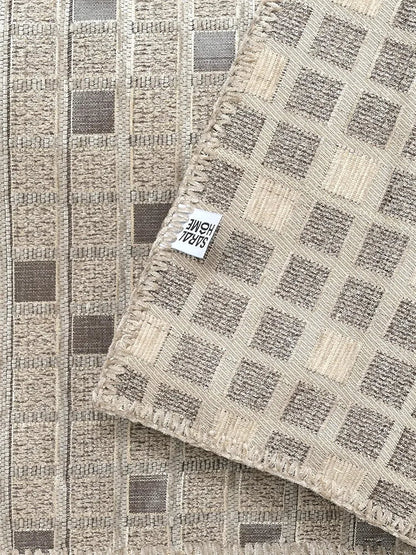 Saral Home Soft Viscose Chenille Geometric Pattern Covers  Beige