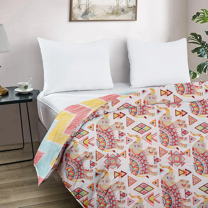 Cloth Fusion Reversible Dohar Double Bed Soft Cotton Blend AC Blanket for Summer Multicolor
