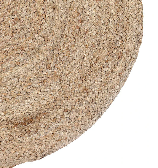 Sashaa World Jute Rugs Handcrafted Woven & Reversible Design Jute & Cotton Braided Round Carpet Colour Natural & Black