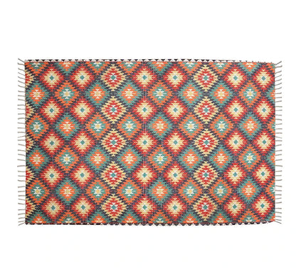 Homadorn Handmade Sustainable Printed Modern Dhurrie/Rugs/Carpet Colour Green