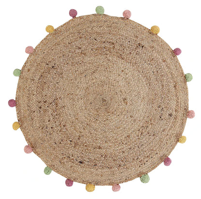 Sashaa World Indian Handmade Jute Braided Round Carpet Colour Beige