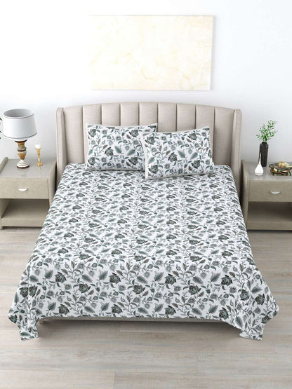 100% Pure Cotton Traditional Printed Bedsheet for Double Bed King Size Bedsheet with 2 Pillow Covers