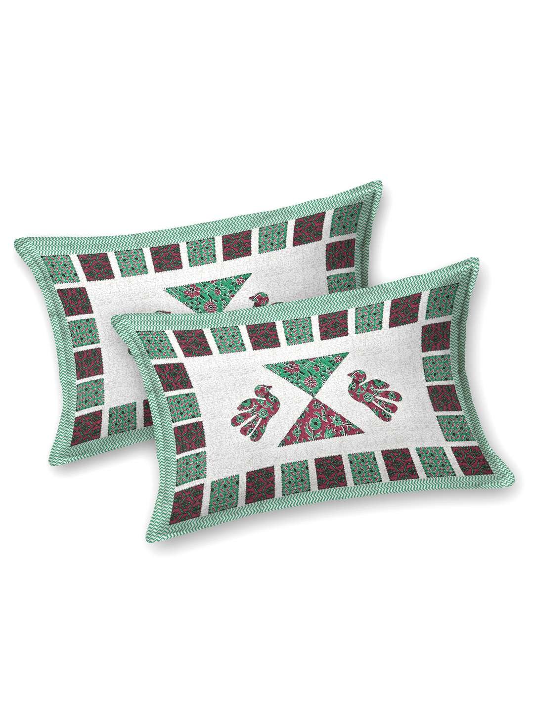 100% Pure Cotton Traditional Printed Bedsheet for Double Bed King Size Bedsheet with 2 Pillow Covers