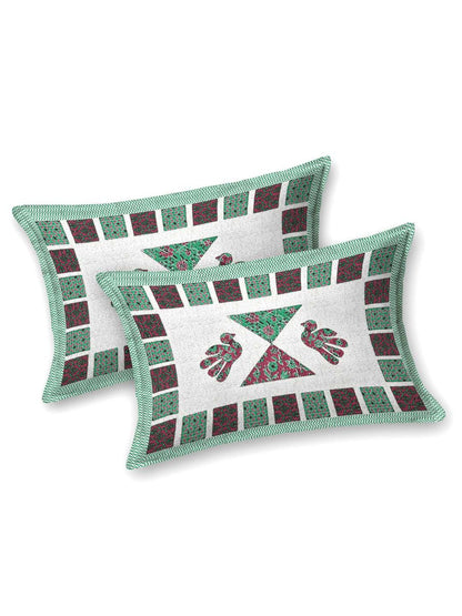 100% Pure Cotton Traditional Printed Bedsheet for Double Bed King Size Bedsheet with 2 Pillow Covers