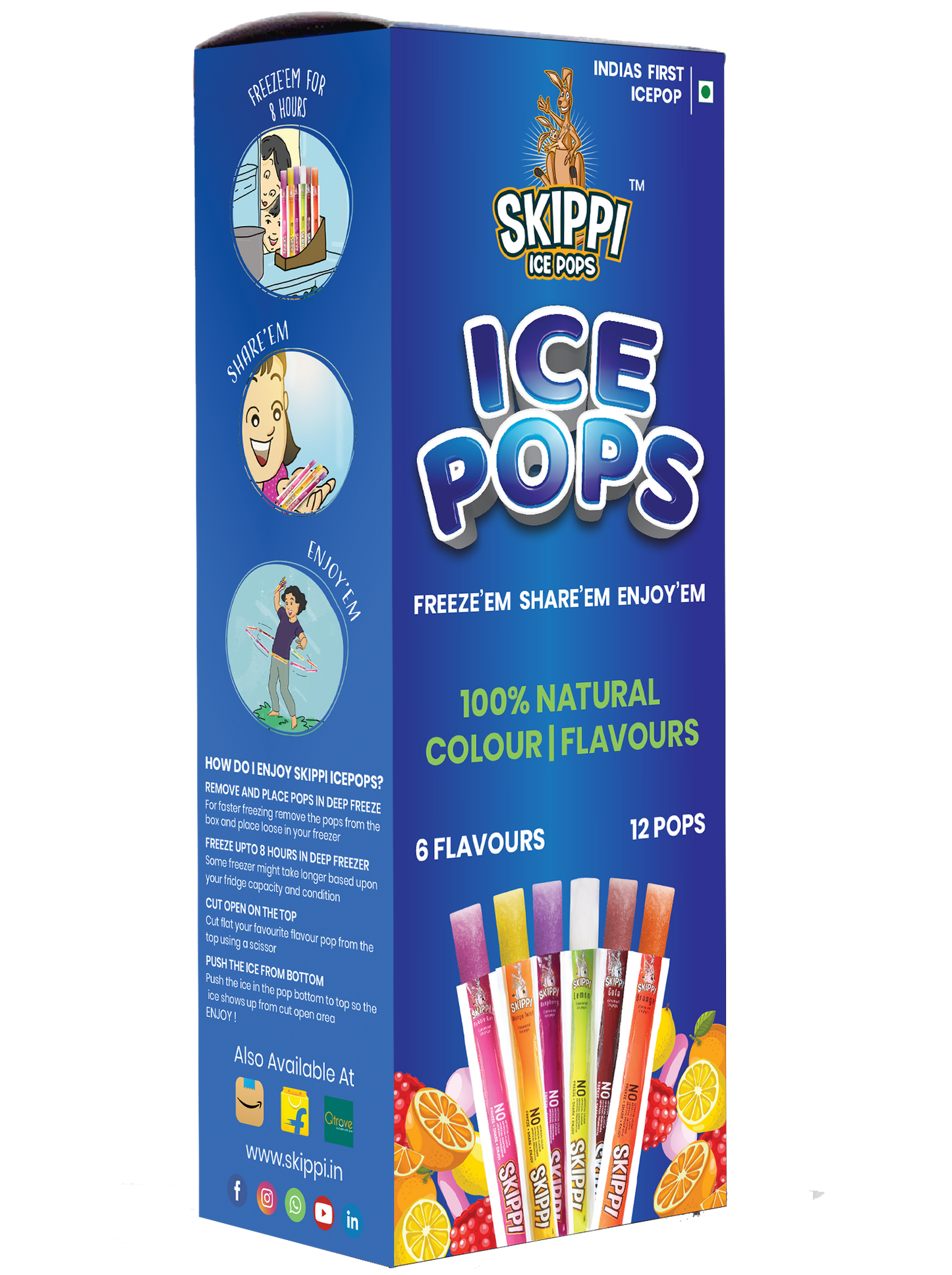 Magic Pin Exclusive All Flavor Box of Skippi Natural Ice Pops, Pack of 12 Ice Pops