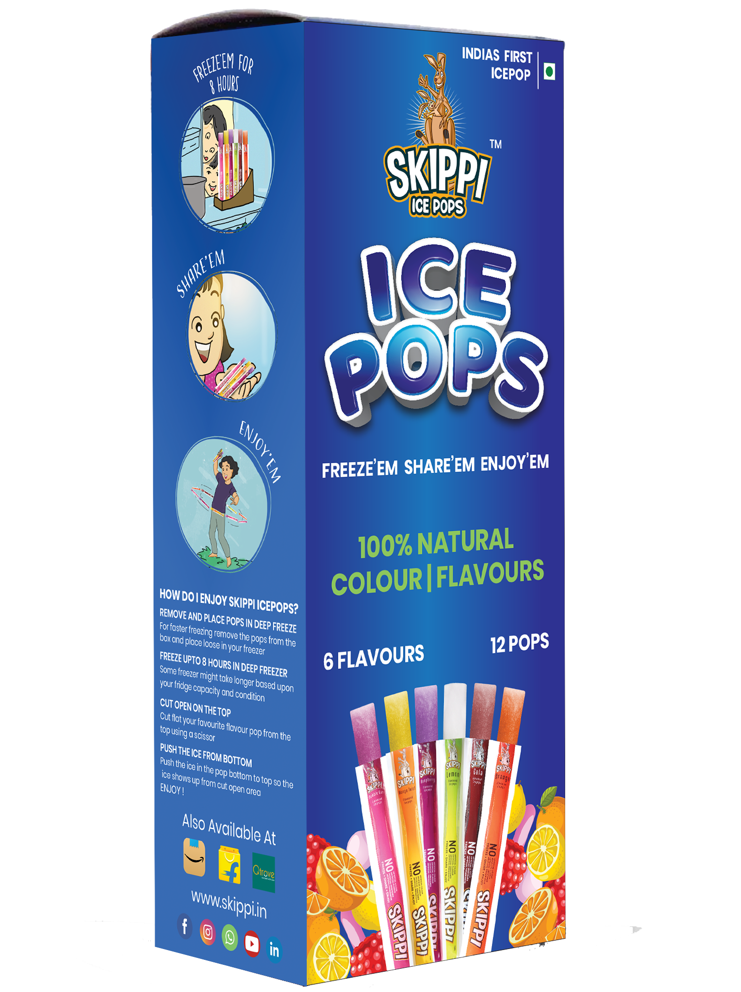 Magic Pin Exclusive All Flavor Box of Skippi Natural Ice Pops, Pack of 12 Ice Pops