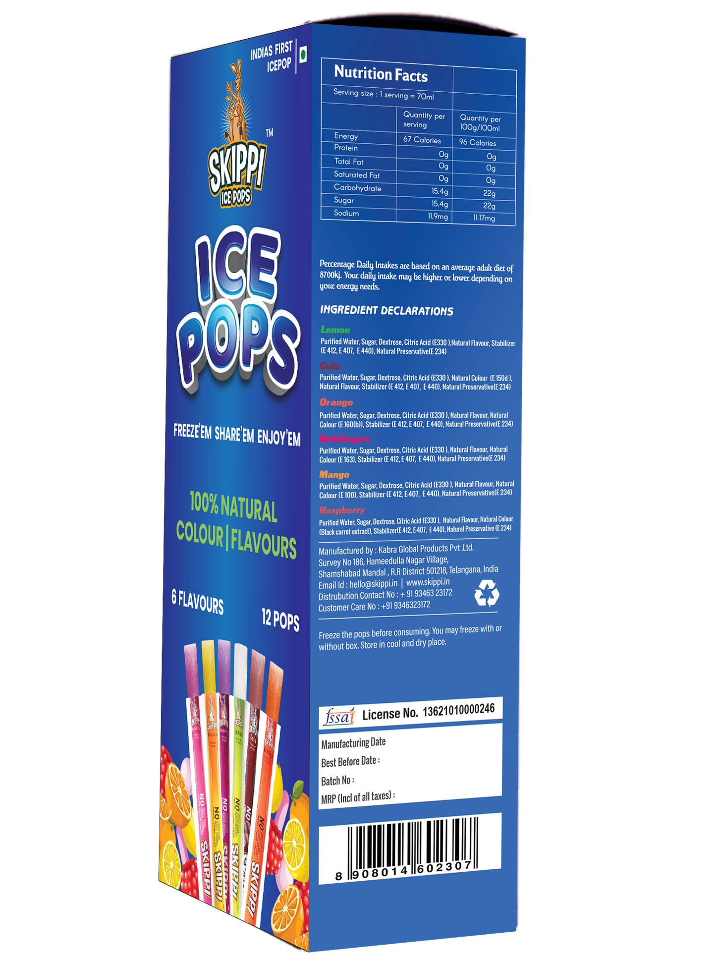 Magic Pin Exclusive All Flavor Box of Skippi Natural Ice Pops, Pack of 12 Ice Pops