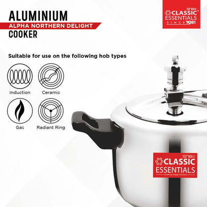 Classic Essentials Alpha Northern Delight Aluminium Inner Lid Induction Pressure Cooker 3L