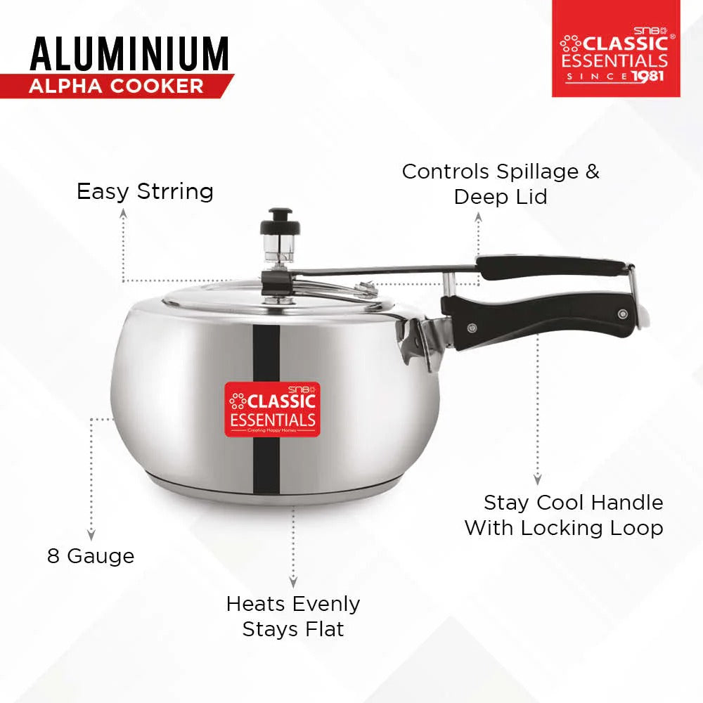 Classic Essentials Alpha Concave Aluminium Inner Lid Induction Pressure Cooker 5L