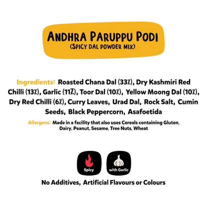 Andhra Paruppu Podi (with Garlic) | Spicy Dal Mix for Rice
