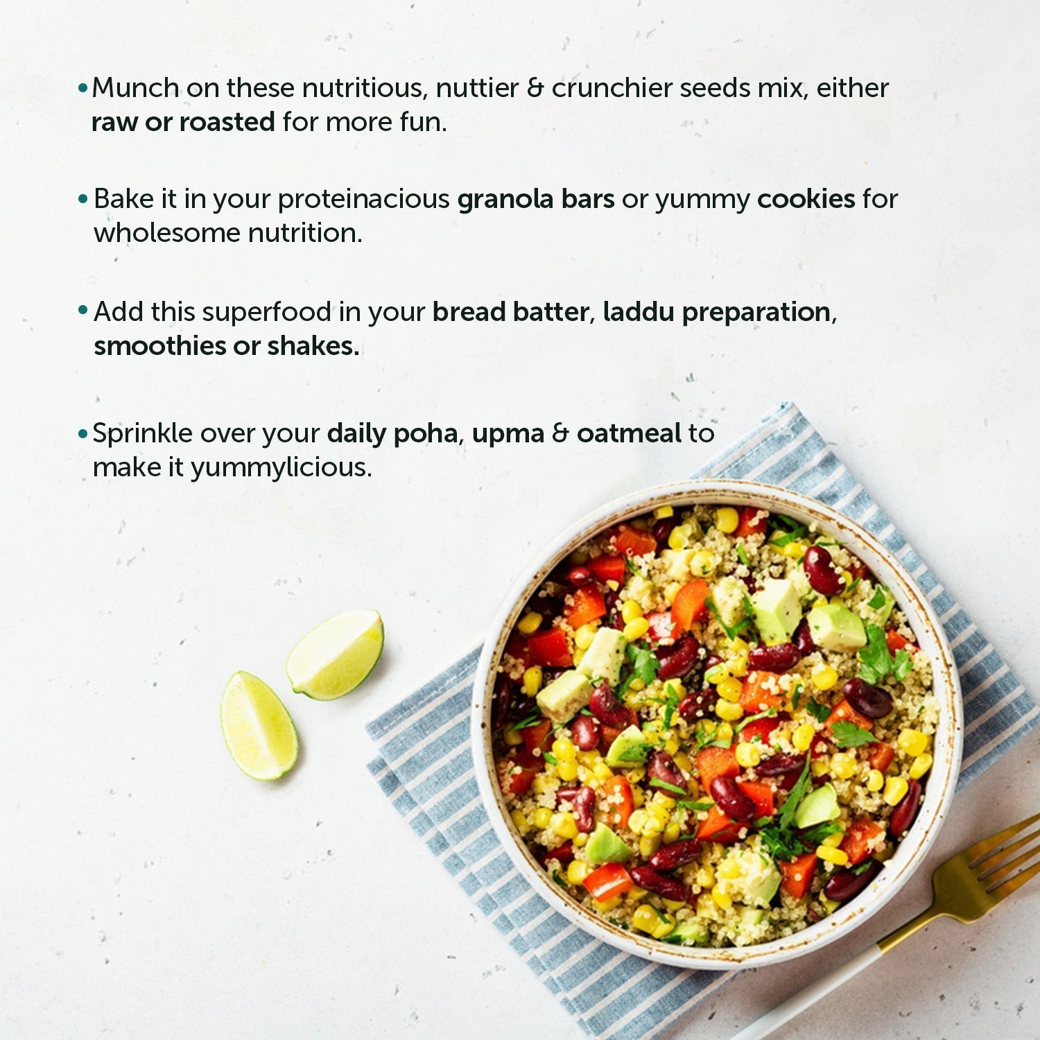 Healthy Seeds Mix rich in Vitamin E, healthy fats & Omega-3 for Heart & Brain, Immunity & Bones and Hair & Skin