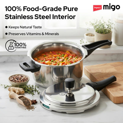 Impex Migo TPC-5N Serene 5 Litre Stainless Steel Triply Pressure Cooker Induction Bottom