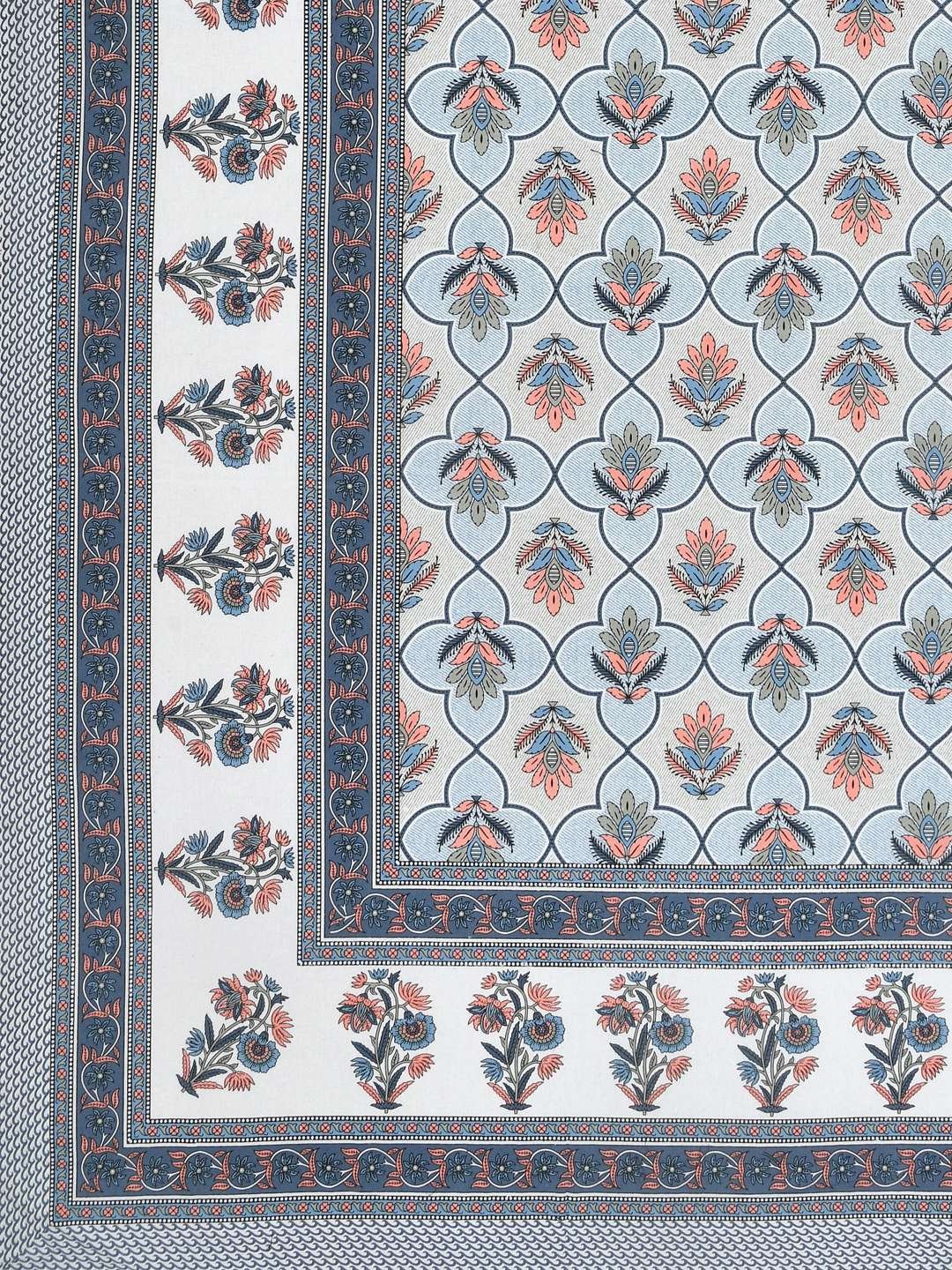100% Pure Cotton Traditional Printed Bedsheet for Double Bed King Size Bedsheet with 2 Pillow Covers