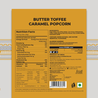 Butter Toffee Caramel Popcorn, Tin, 125g
