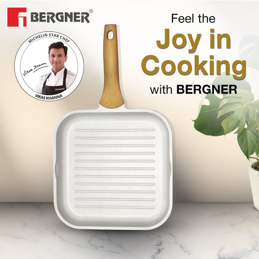 Bergner Naturally Cast Aluminum 26cm Grill Pan Induction Bottom (BGD-30494-CR)
