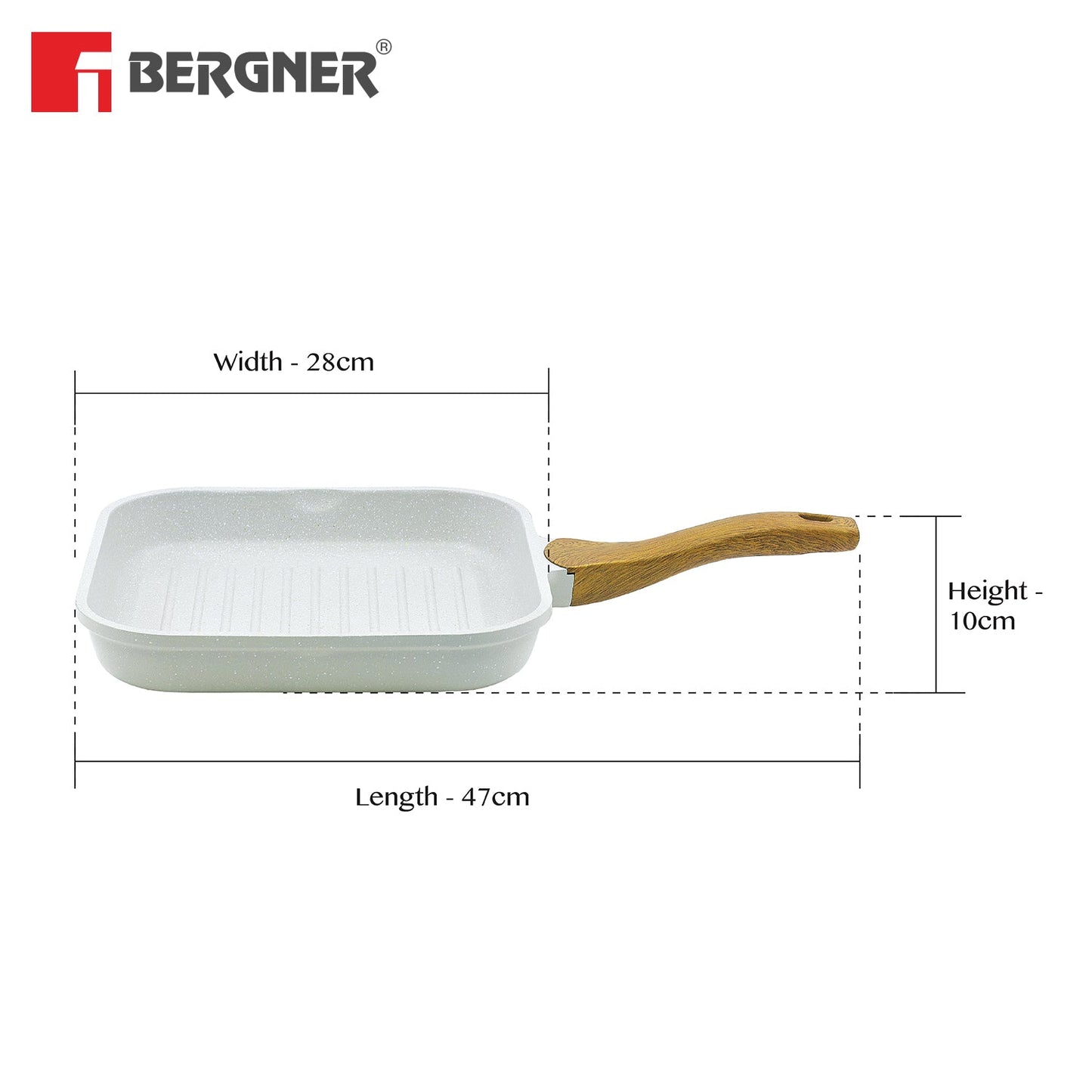 Bergner Naturally Cast Aluminum 26cm Grill Pan Induction Bottom (BGD-30494-CR)