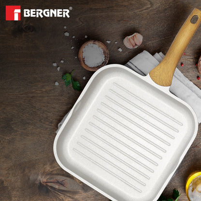 Bergner Naturally Cast Aluminum 26cm Grill Pan Induction Bottom (BGD-30494-CR)