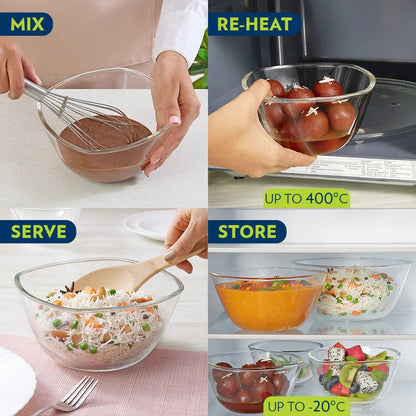 Borosil Square Mixing Serving Bowl 500ml