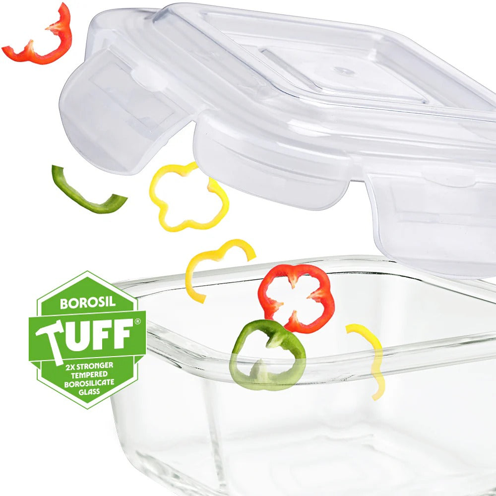 Borosil Klip N Store Square Glass Container 400ml
