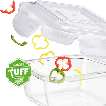 Borosil Klip N Store Square Glass Container 400ml