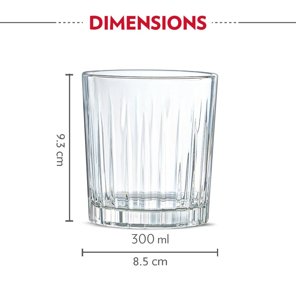 Borosil Noble Whiskey Glass Set of 6 (300ml×6)