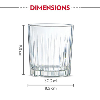 Borosil Noble Whiskey Glass Set of 6 (300ml×6)