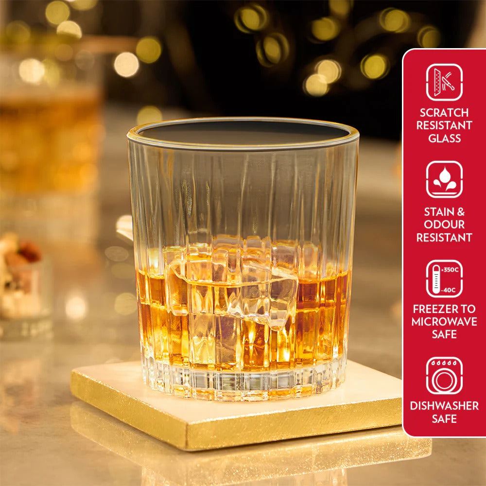 Borosil Noble Whiskey Glass Set of 6 (300ml×6)