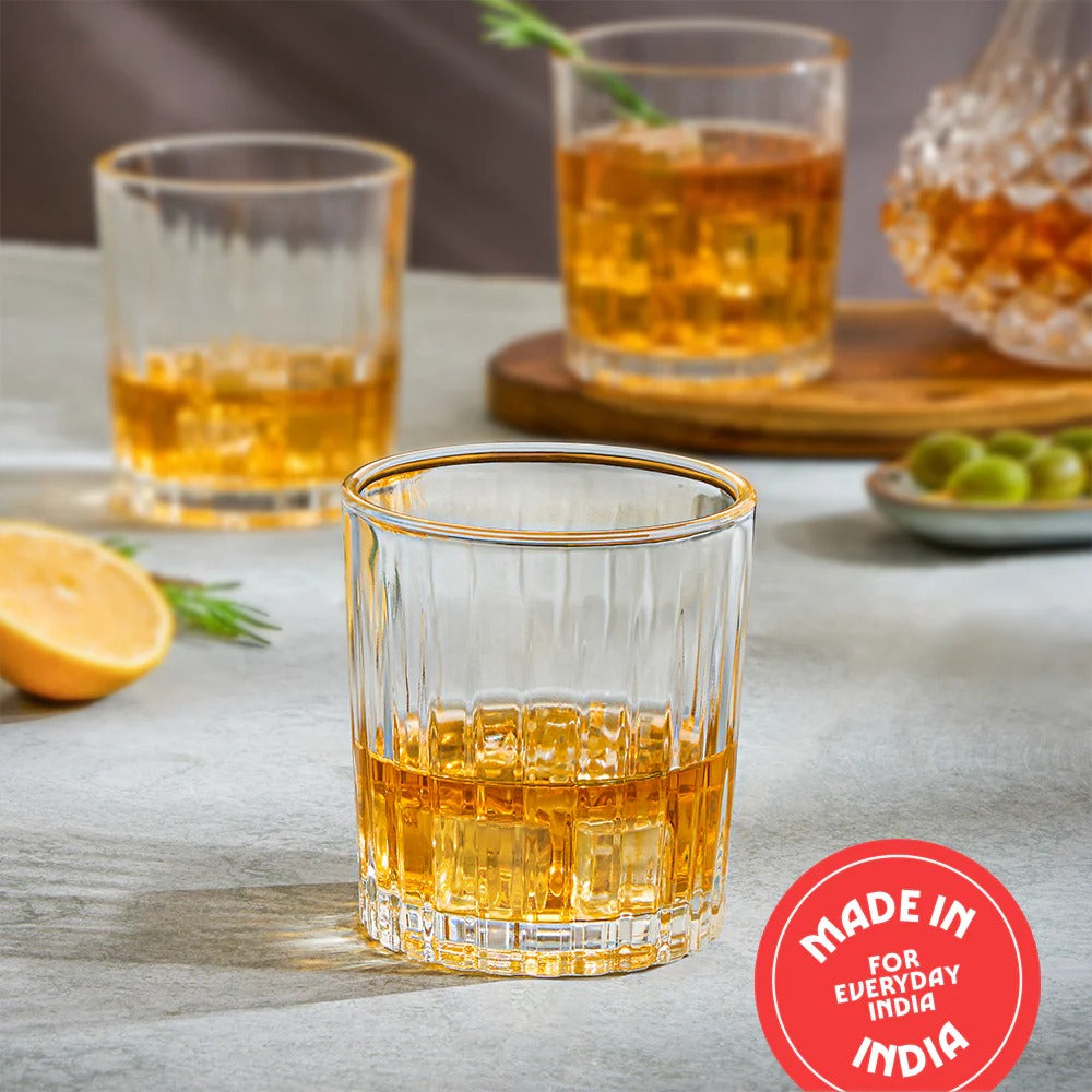 Borosil Noble Whiskey Glass Set of 6 (300ml×6)