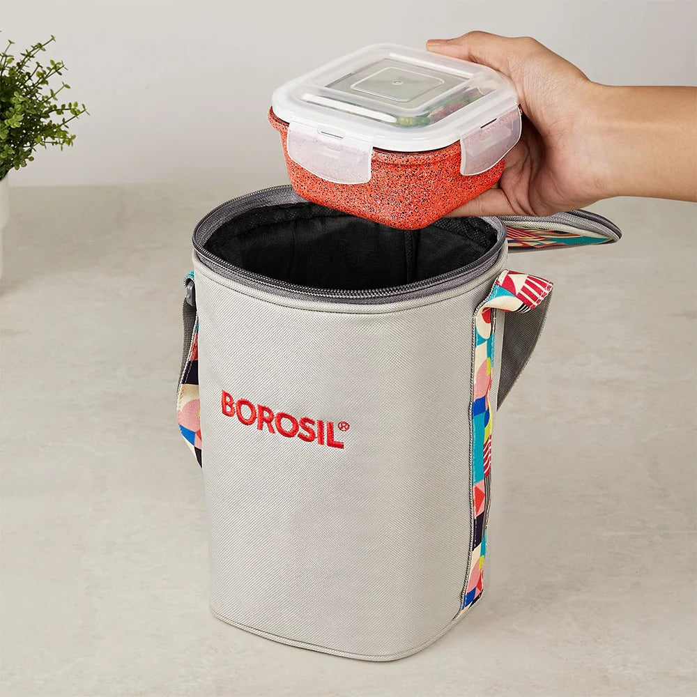 Borosil Kube Glass Lunch Box Square Set of 3 Tall