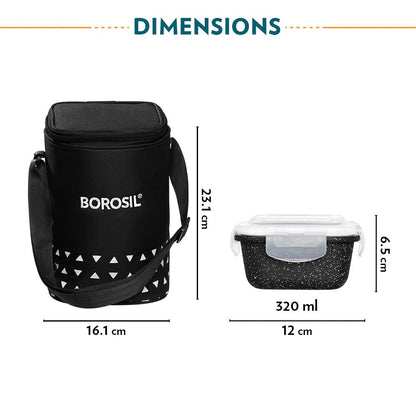 Borosil Kube Glass Lunch Box Square Set of 3 Tall
