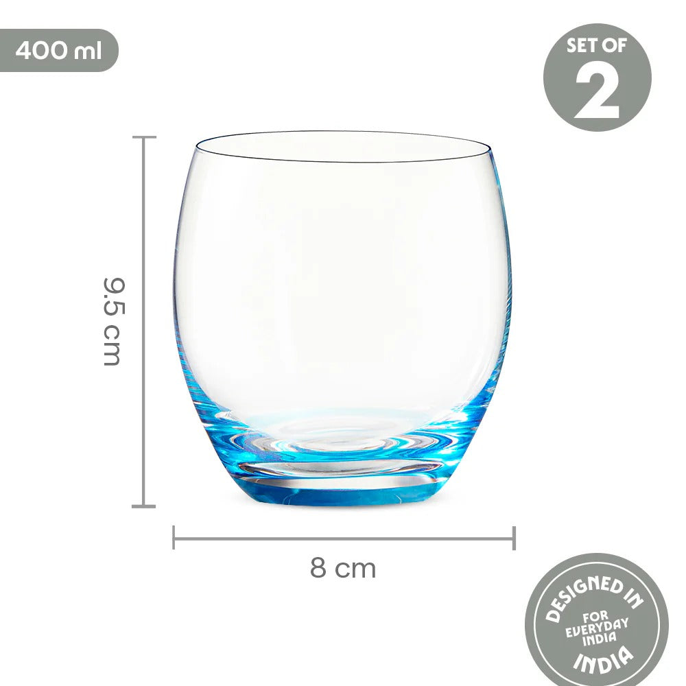 Borosil Bliss Glass Tumbler Set Yellow Set (400ml×2)