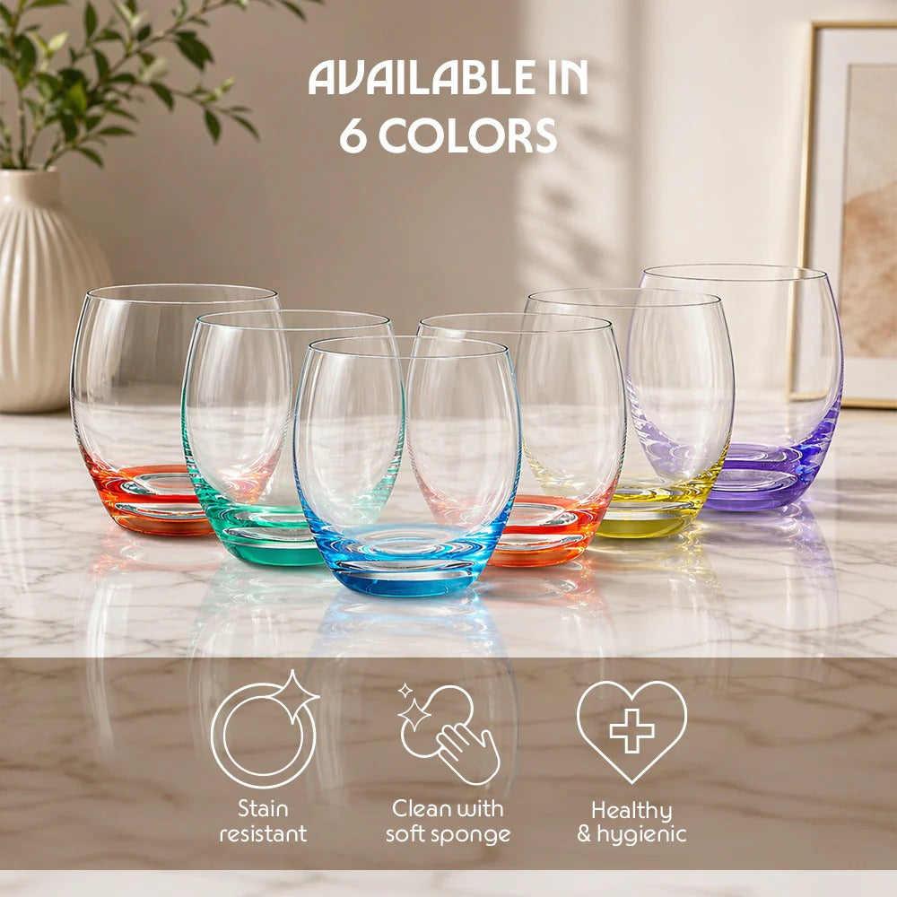 Borosil Bliss Glass Tumbler Set Yellow Set (400ml×2)