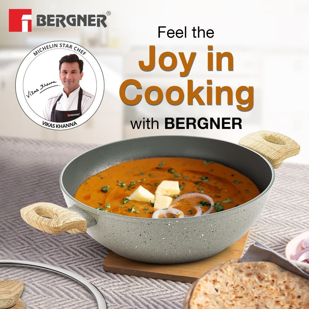 Bergner Naturally Ceramic 24cm 2.5L Kadai Induction Bottom (BGIN-6190)