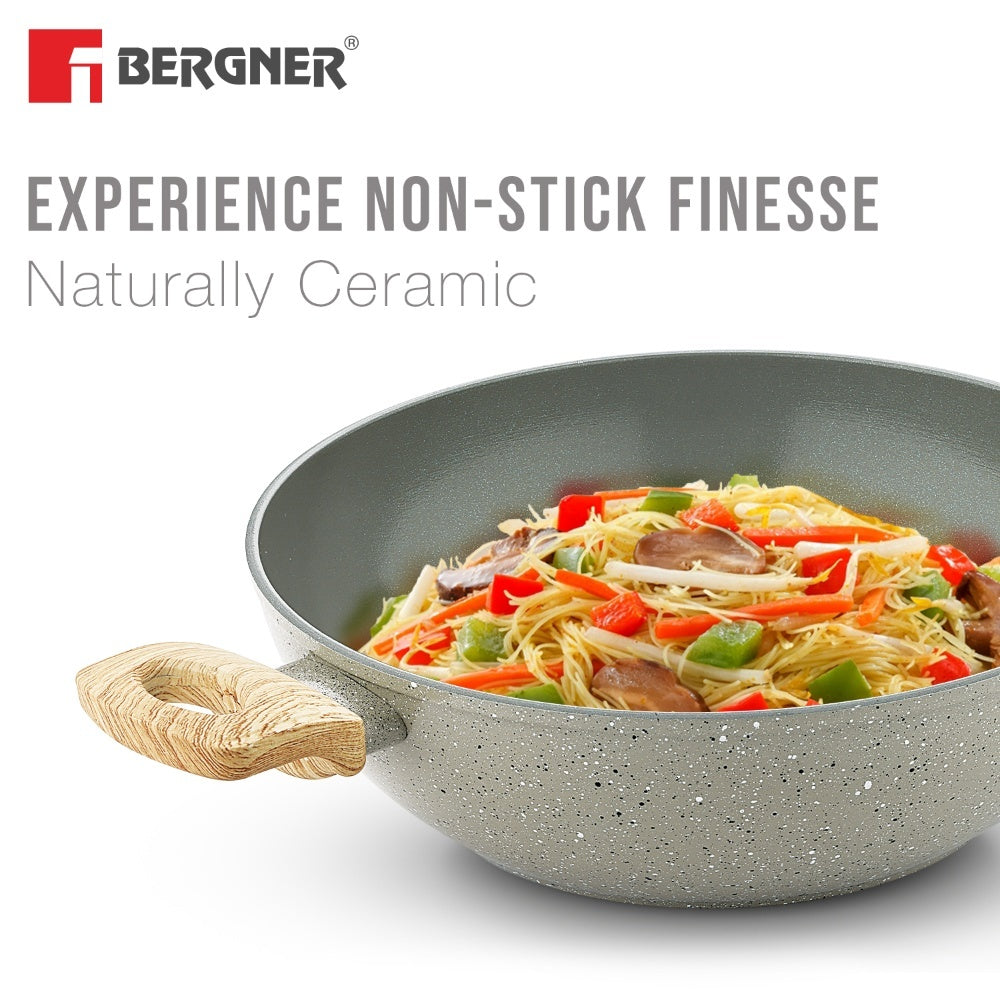 Bergner Naturally Ceramic 24cm 2.5L Kadai Induction Bottom (BGIN-6190)