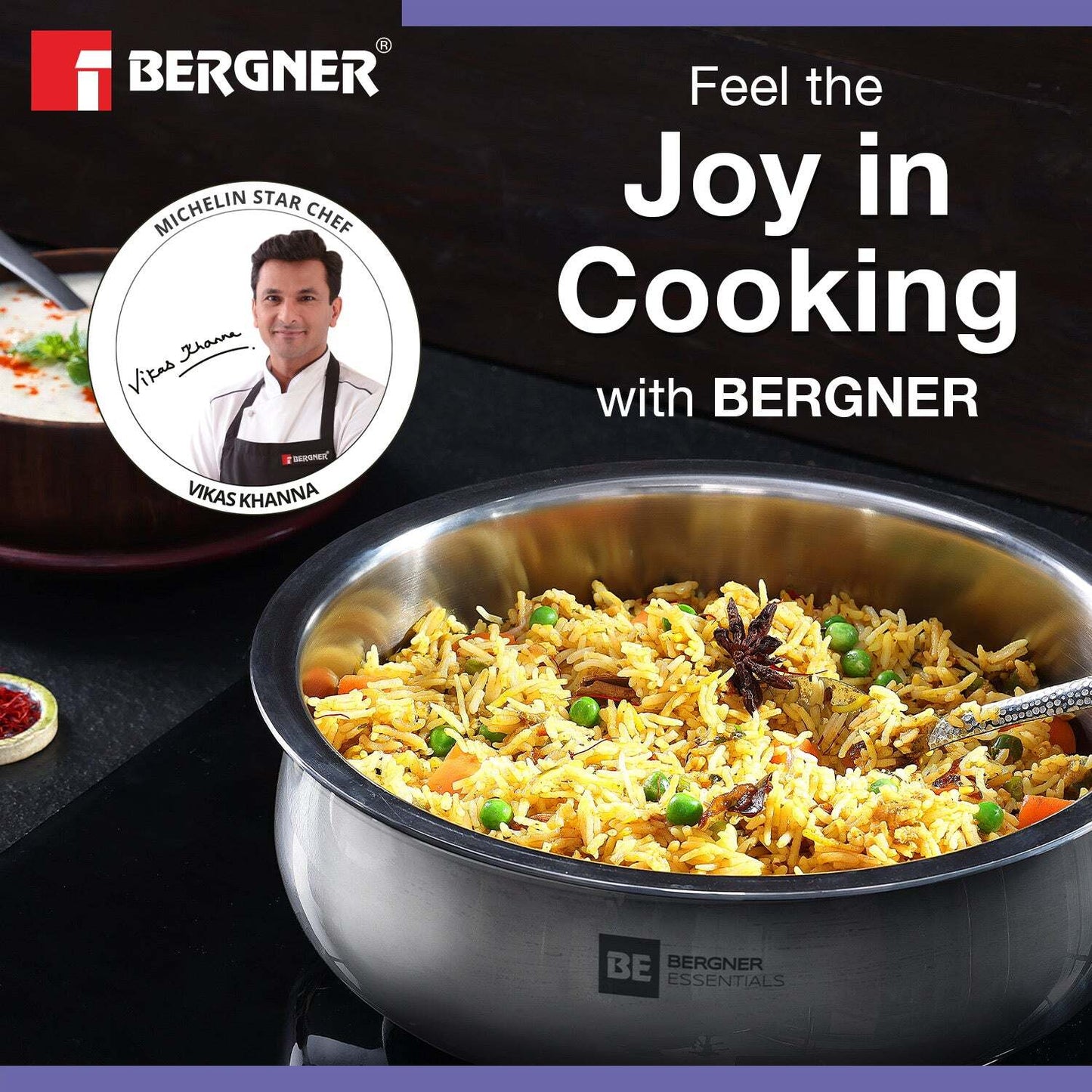 Bergner BE Essentials Biryani Handi with Lid 5L (BGIN-6246)
