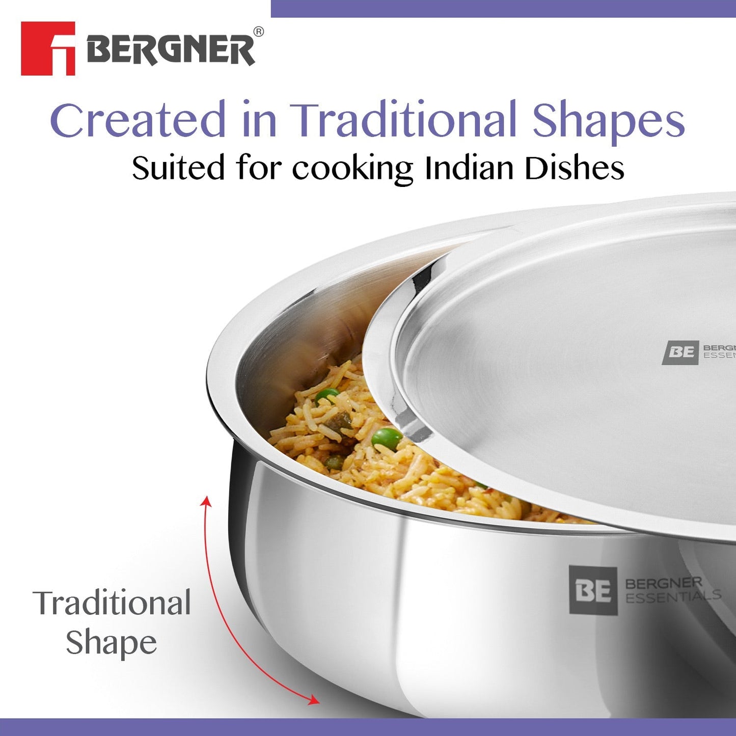 Bergner BE Essentials Biryani Handi with Lid 5L (BGIN-6246)