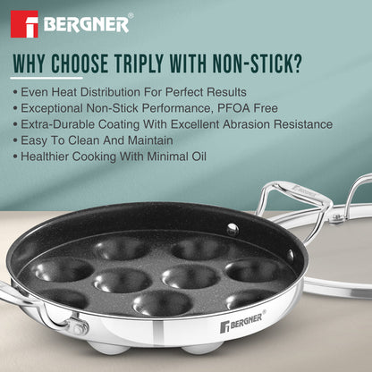 Bergner Argent Samsara Tri-Ply 11 Pits Paniyarakkal Induction Bottom (BGIN-6572)