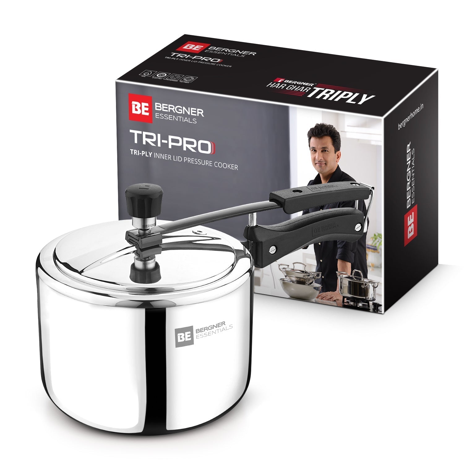 Bergner Tripro Tri-Ply 3 Litre Inner Lid Pressure Cooker (BGIN-6618)