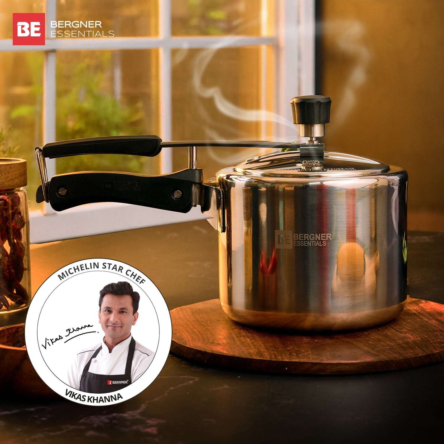 Bergner Tripro Tri-Ply 3 Litre Inner Lid Pressure Cooker (BGIN-6618)