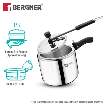 Bergner Tripro Tri-Ply 3 Litre Inner Lid Pressure Cooker (BGIN-6618)