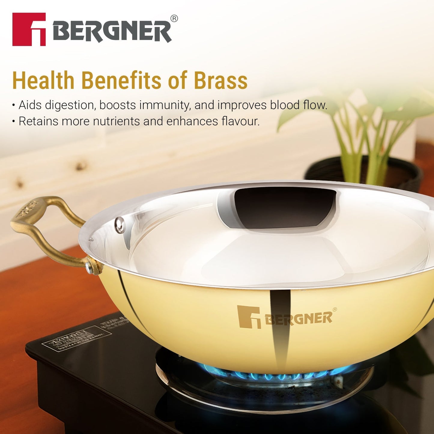 Bergner Peetlam Copper-Coated 24cm 2.5L Kadai (BGIN-6635)