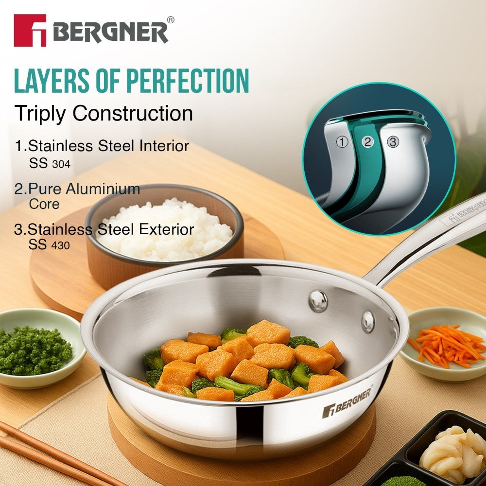 Bergner Argent Mini Cookware Wok 18cm Stainless Steel (BGIN-6913)