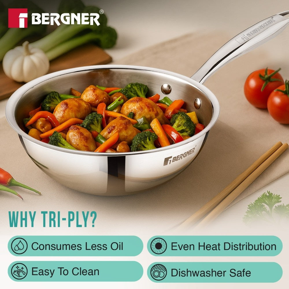 Bergner Argent Mini Cookware Wok 18cm Stainless Steel (BGIN-6913)
