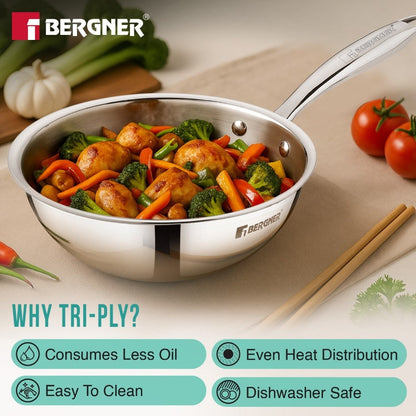 Bergner Argent Mini Cookware Wok 18cm Stainless Steel (BGIN-6913)