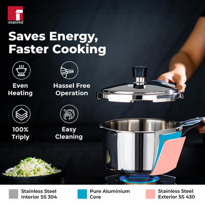Bergner Trimax Tri-Ply 3 Litre Outer Lid Pressure Cooker (BGIN-7861)