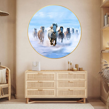 Wall Painting for Wall Decoration with Frame Sparkle Glossy Round Golden Framed Large Painting Office, Living Room, Bedroom, Home Decoration