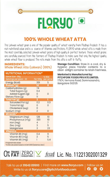 Floryo 100% Whole Wheat Atta (MP Lokwan)