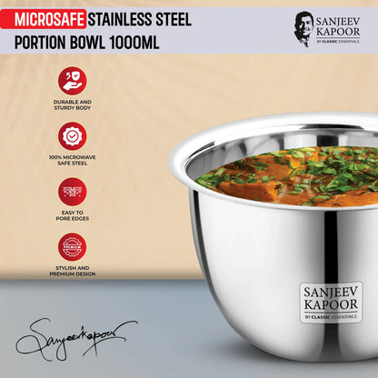 Classic Essentials MICROSAFE Stainless Steel Portion Bowl 1000ml