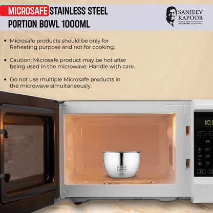 Classic Essentials MICROSAFE Stainless Steel Portion Bowl 1000ml